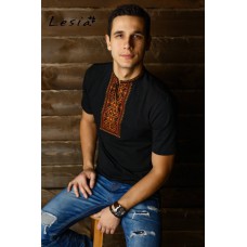 Embroidered t-shirt for men "Carpathian" gold on black